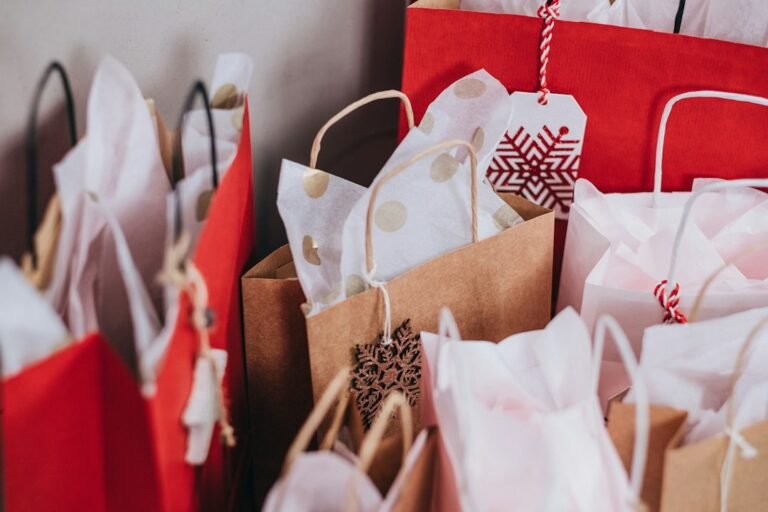 Holiday shopping bags and seasonal purchases