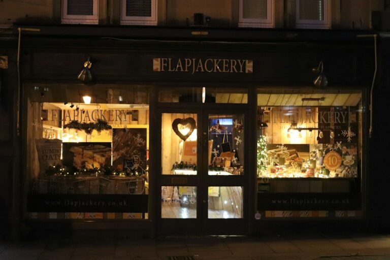 Small business storefront prepared for holiday retail